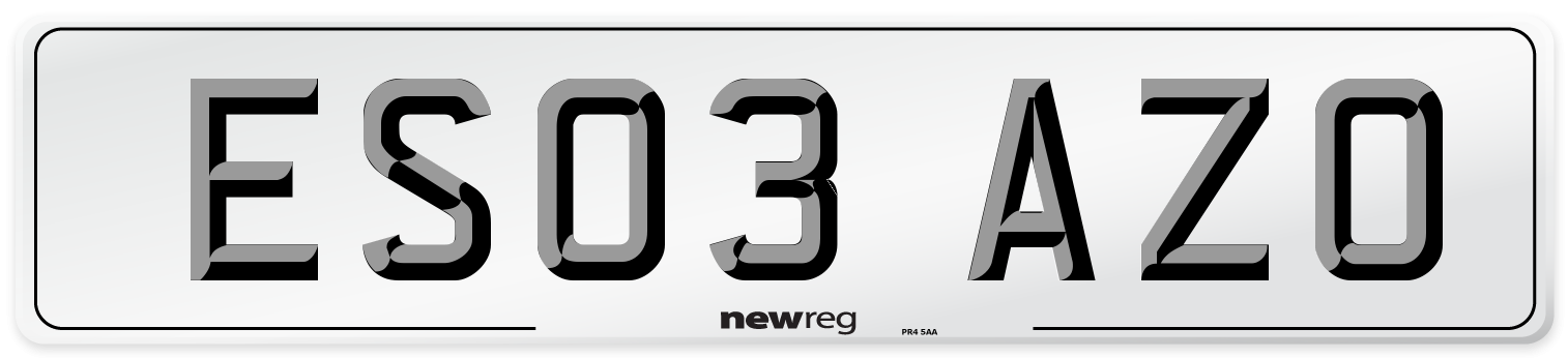 ES03 AZO Number Plate from New Reg